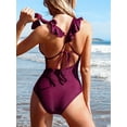 thumbnail image 2 of CUPSHE Women's One Piece Swimsuit Ruffle Deep V Neck Strappy Swimwear Bathing Suits, 2 of 5