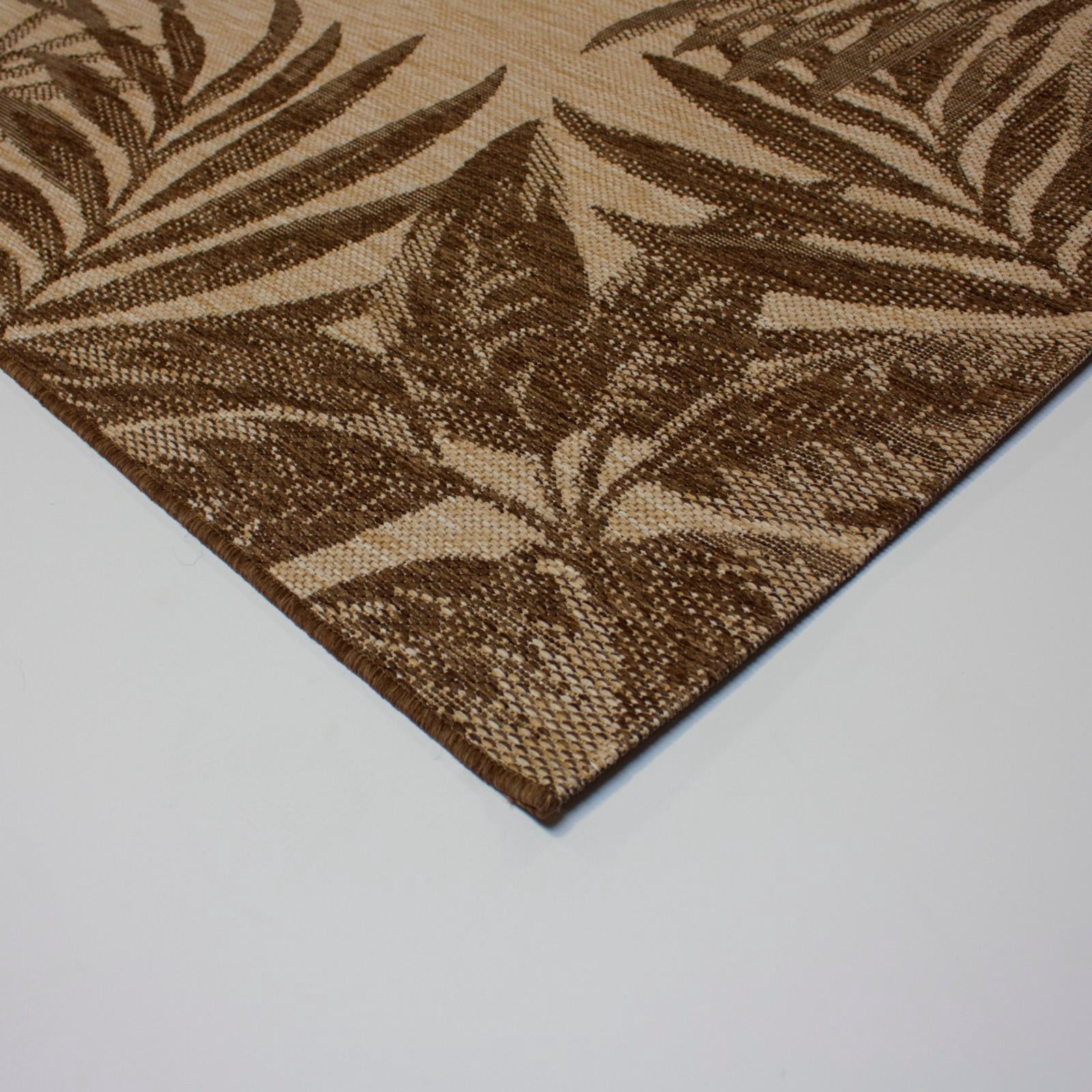 Gertmenian  Paseo Tropic Sand Brown Casual Palm Boarder Flatweave Indoor/ Outdoor Area Rug 8'9" x 13'1" 9' x 12'