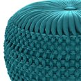 thumbnail image 4 of Renee Transitional Round Pouf in Turquoise Velvet Fabric, 4 of 8