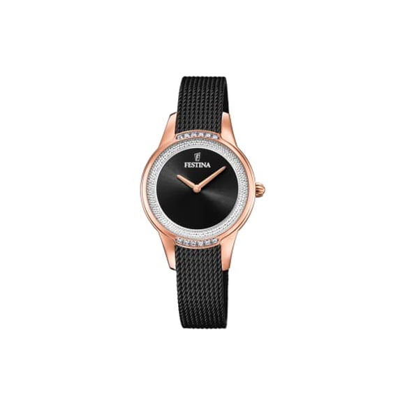 Festina F20496/2 Montre Mademoiselle Bracelet en Maille Noire