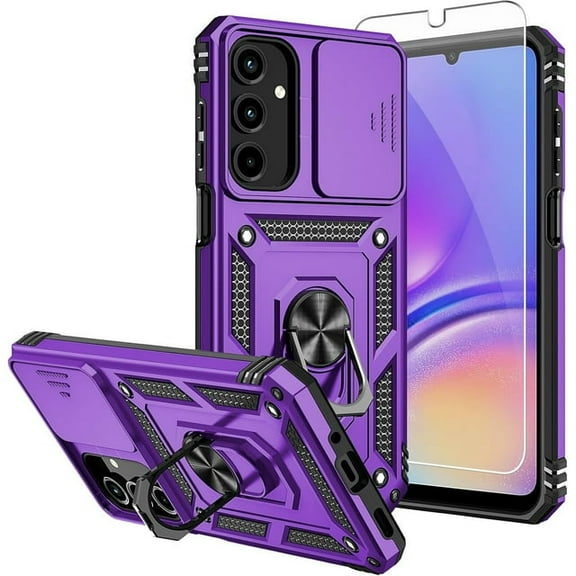 for Samsung A16 5G Case,Galaxy A16 5G Case,with Screen Protectors and Camera Cover,[Military Grade] 16ft.Drop Tested Cover with Magnetic Kickstand Protective Case for Samsung Galaxy A16 5G, Purple