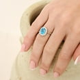 thumbnail image 6 of Blue Topaz and Cubic Zirconia Halo Ring 925 Sterling Silver Womens December Birthstone Jewelry US Size 8, 6 of 11
