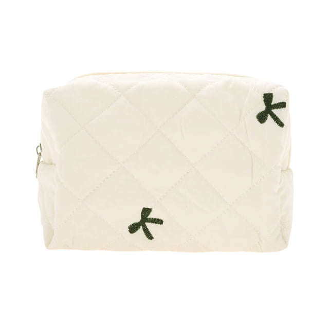 Bolsas de maquillaje de bordado en forma de rectángulo 1 Pc Beige Poliéster