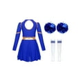 thumbnail image 4 of iiniim Kids Girls Cheerleading Fancy Dress Outfits with Pompoms Socks Musical Party Performance Dacewear A Royal Blue 16, 4 of 7