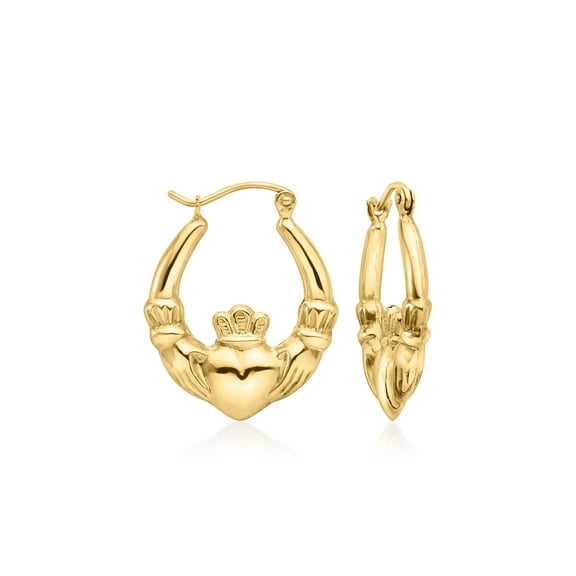 Ross-Simons 10kt Yellow Gold Claddagh Hoop Earrings, Women's, Adult