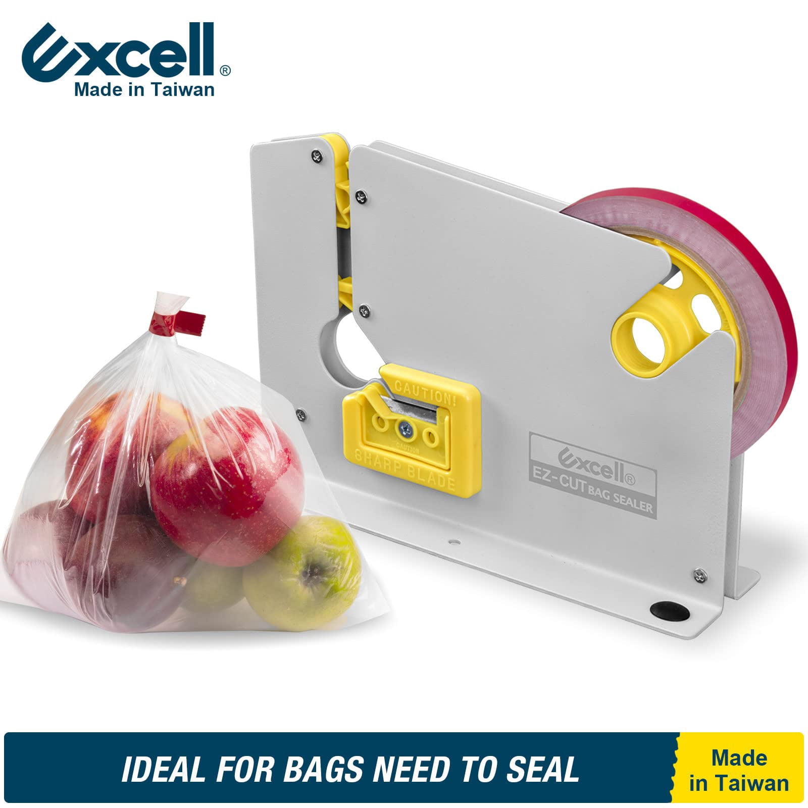 EXCELL Green Poly Bag Sealing Tape - 3/8 inch x 72 yds -10 Packs for Packaging Vegetables, Fruit, Meat, Cake, Ice Bags, Candy