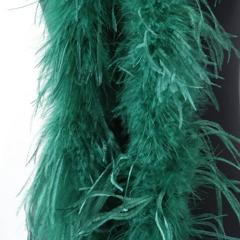 EUBUY Ostrich Feather Scarf DIY Craft Family Dance Wedding Party Halloween  Costume Accessories Feathers Dark Green