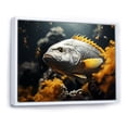 thumbnail image 2 of Designart "The Monochrome Ballet Of Yellow And Grey Fish I" Coastal Coral Under Water Floater Framed Canvas Art Print, 2 of 5