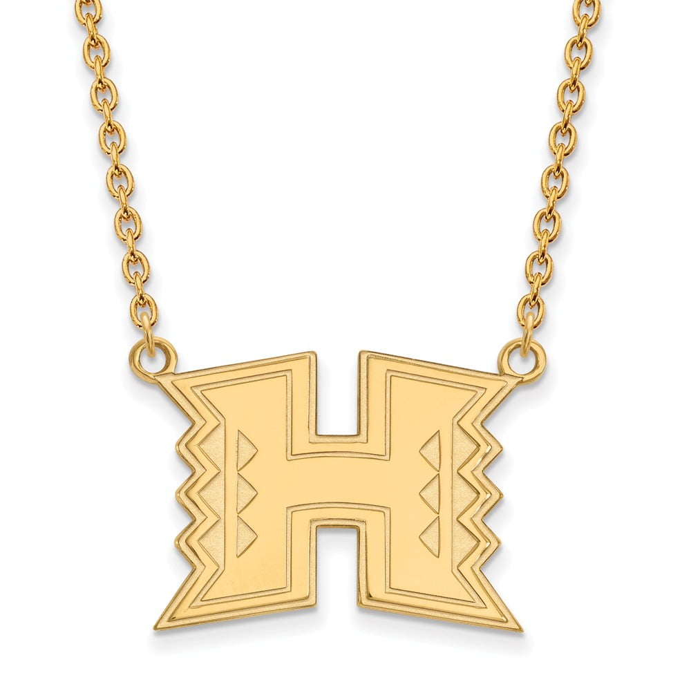 Solid 925 Sterling Silver with Gold-Toned University of New Orleans Pendant in Heart Solid 925 Sterling Silver with Gold-Toned University of New Orleans Pendant in Heart