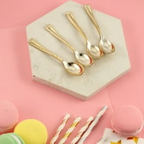 Balsa Circle 24 Pieces 4" Gold Disposable Plastic Dessert Spoons Party Catering Tableware
