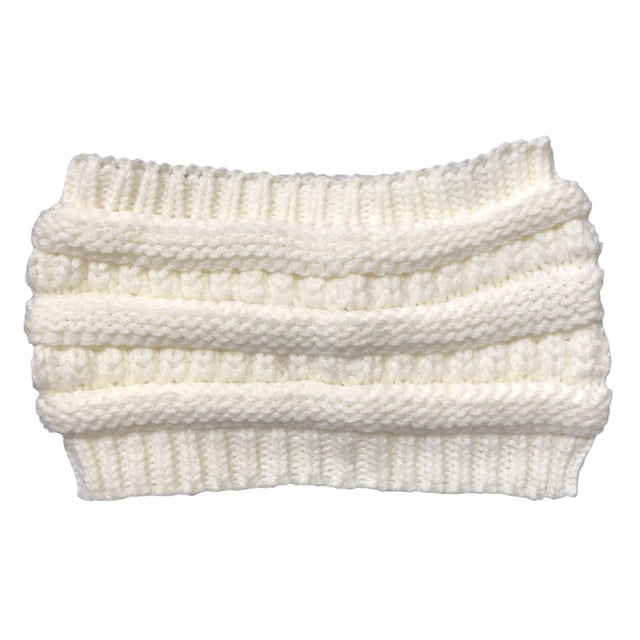 Gorro de invierno con cola de caballo de moño desordenado de punto trenzado suave y elástico para mujer