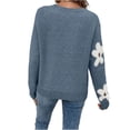 thumbnail image 5 of Yokua Women's Floral Pattern Round Neck Long Sleeve Casual Loose Knit Sweater, 5 of 9