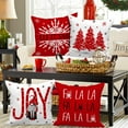 thumbnail image 2 of Christmas Throw Pillow Covers 20x20 Set of 4, Merry Christmas Xmas Winter Decorative Holiday Cushion Pillow Cases 20 x 20 for Outdoor Indoor Farmhouse Home House Room Couch Decor (Red), 2 of 6