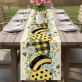 thumbnail image 4 of Spring Bee Love Table Runner - 108 Inch Long Yellow Daisy Eucalyptus Leaves Rustic Cotton and Linen Blended Dress Scarves Farmhouse Table Runner for Kitchen Dining, Coffee Table, 13" x 108", 4 of 8