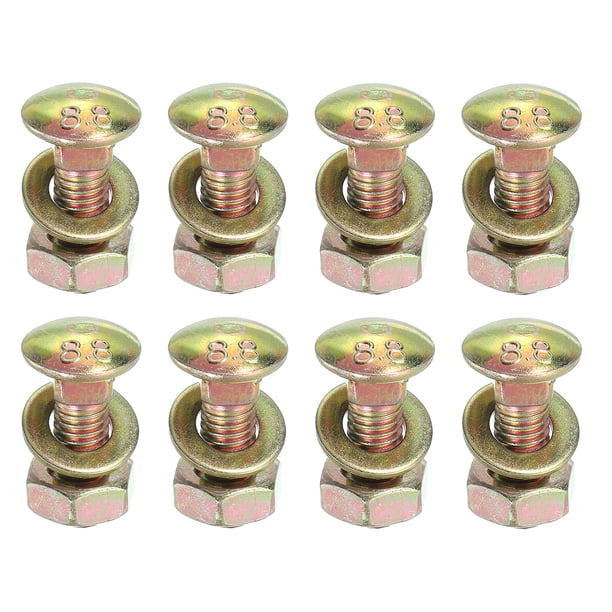 Kit de tornillos de carro M8 x 20mm, juego de 12 tornillos de carro incluye arandelas y tuercas - Acero al carbono con recubrimiento de zinc