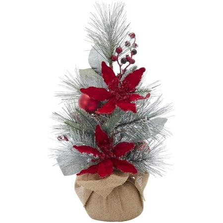 UPC 086131556913 product image for Kurt S. Adler 18-Inch Flocked Tree with Berries and Poinsettia in Burlap Base | upcitemdb.com