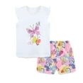 thumbnail image 2 of Little Girls Summer Outfits Ruffle Sleeve T Shirt and Shorts Set Two Piece Birthday Party Clothes Size 6-7T, 2 of 9