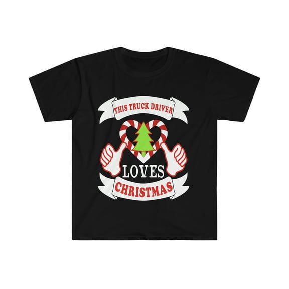 This Truck Driver loves Christmas Unisex T-shirt S-3XL Truckers Xmas