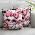 thumbnail image 3 of PHYHOO Short Plush Pillow Covers Easter Bunny Rabbit Nursery Square Pillow Case for Bedroom, Sofa, Car Decoration,Various sizes available, 3 of 5