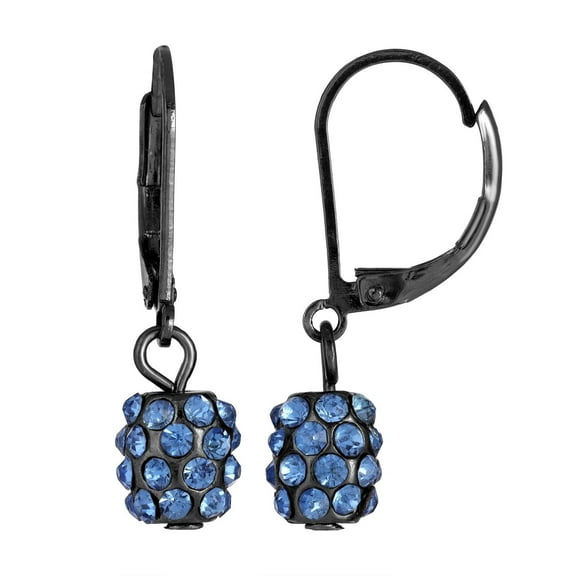 1928 Jewelry Jet Black Light Sapphire Fireball Crystal Drop Earrings