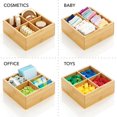 thumbnail image 4 of 2 pack bamboo compartmentalized storage box, drawer organizer for kitchen pantry cabinets for snacks, spices, etc., 4 of 5