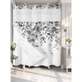 thumbnail image 4 of Grey Eucalyptus No Hook Shower Curtain Waterproof, Bathroom Curtains with Snap in Liners and See Through Top Window, Botanical Leaves Aesthetics Flowers Hotel Style Bathtub Curtains Shower 72"Wx78"L, 4 of 8