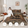 thumbnail image 5 of meiyoeat Rustic Deer Forest King Size Comforter Sets, Vintage Woodland Deer Bedding Comforter Set, Brown Black, Black Reversible 3 Pieces, 1 Comforter and 2 Pillowcases, 5 of 7