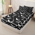 thumbnail image 2 of Homewish Bat Moon Silhouette Zipper Twin Comforter Sets with Fitted Sheet and 2 Pillowcases for Kids, Black White Star Halloween Zipper Bedding Set, Black Reversible, 4 Pieces, 2 of 6