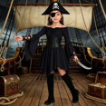thumbnail image 7 of Girls Pirate Dress Off Shoulder Fairy Medieval Renaissance Dress with Corset Belt Handkerchief Hem Cute Dresses for Kids, 7 of 7