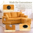 thumbnail image 4 of Noble House Elena 4-Seater L-Shaped Corduroy Sectional Sofa with Pull-Out Storage, Ottoman for Living Room, Mustard Yellow, 4 of 11