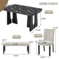 thumbnail image 2 of Harper & Bright Designs Faux Marble Dining Table Set for 6, 6 Pieces Rectangle Dining Table with 4 Upholstered Chairs & 1 Bench, Modern Kitchen Furniture for Dining Room, Beige, Black, 2 of 19
