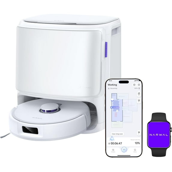 Restored NARWAL Freo X10 Pro Robot Vacuum and Mop Combo, 11,000Pa Suction, DualFlow Tangle-Free System, MopExtend Edge Cleaning, Self-Emptying, Auto Mop Wash & Dry, LiDAR Navigation