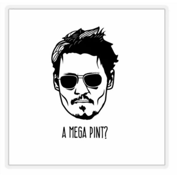 5X A Mega Pint? Johnny Depp Portrait Stickers, Heard, Glass, Wine