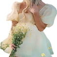 thumbnail image 1 of Robe Mini à Manches Bouffantes Épaules Dénudées Robe Princesse en Tulle Robe de Soirée à Volants, 1 of 6