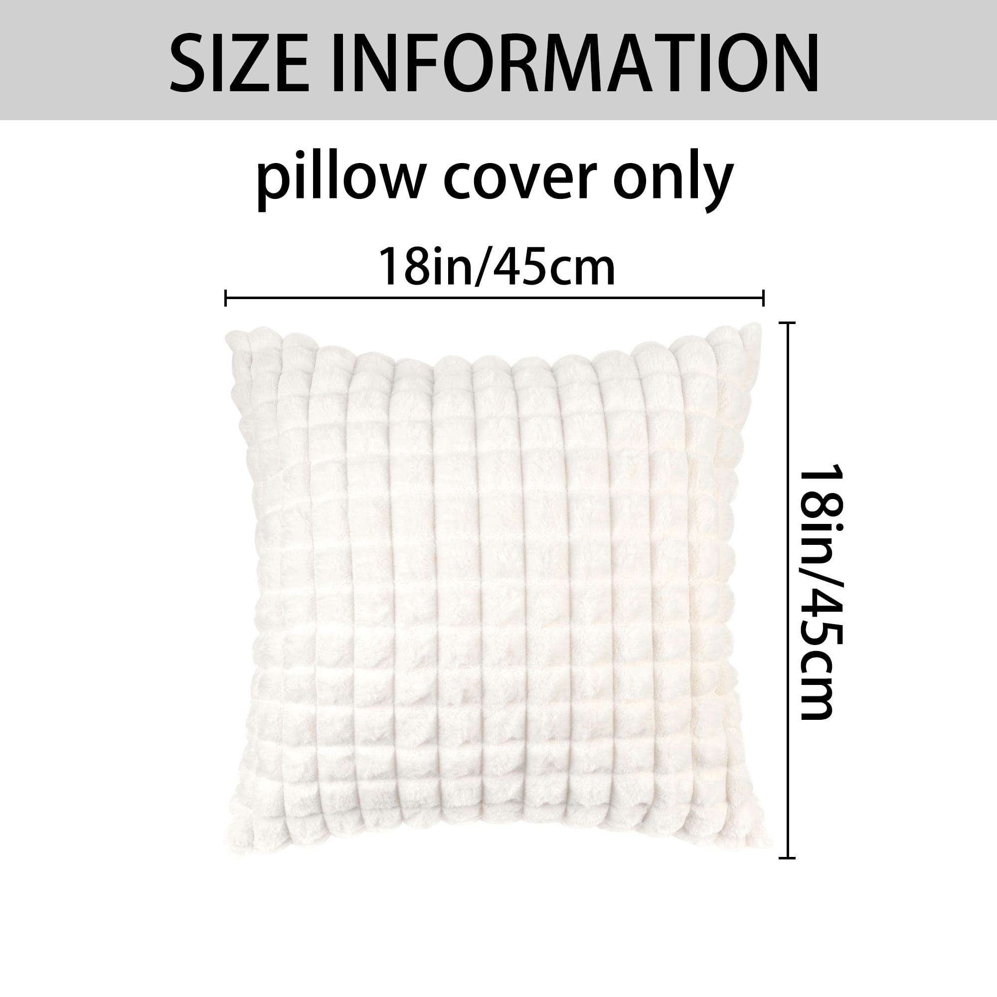 Unique Bargains Checkered Faux Fur Plush Throw Pillow Covers Decorative Pillowcases 2 Pcs White 18" x 18"