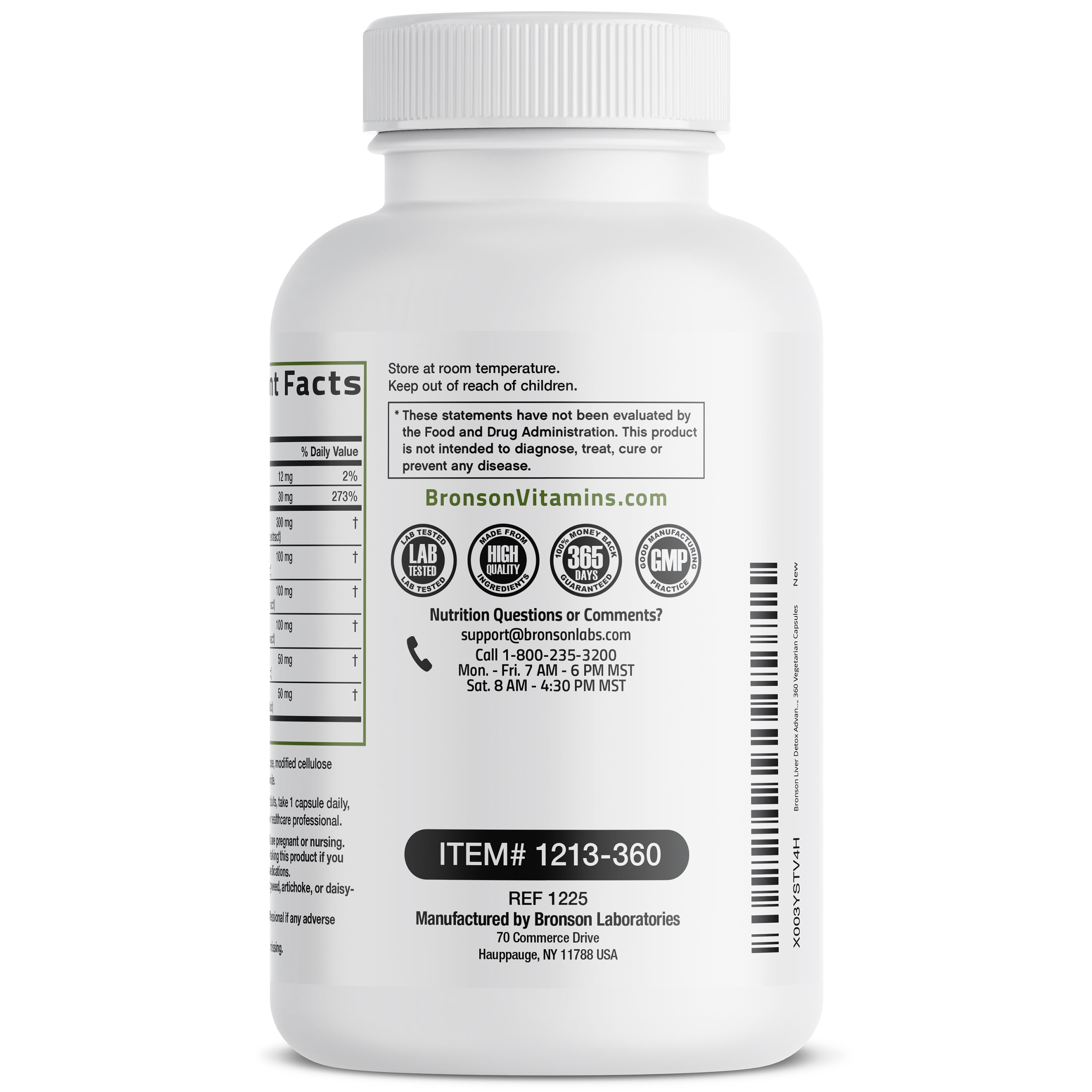 Bronson Liver Detox Advanced Detox & Cleansing Formula Supports Health Liver Function with Milk Thistle, Dandelion Root, Turmeric, Artichoke Leaf & More, Non-GMO, 360 Vegetarian Capsules