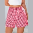 thumbnail image 1 of Baodmurt Short à Taille Mi-Haute pour Femmes avec Bande Élastique pour les Vacances, Rouge TG, 1 of 8