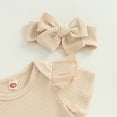 thumbnail image 4 of HIPYLO Baby Girls Short Sleeve Bodysuit Bloomer Shorts Ribbed Outfits Newborn Rib Knit Ruffle Romper Shorts Headband 3pcs Basic Solid Clothes Cute Outfit, 4 of 6