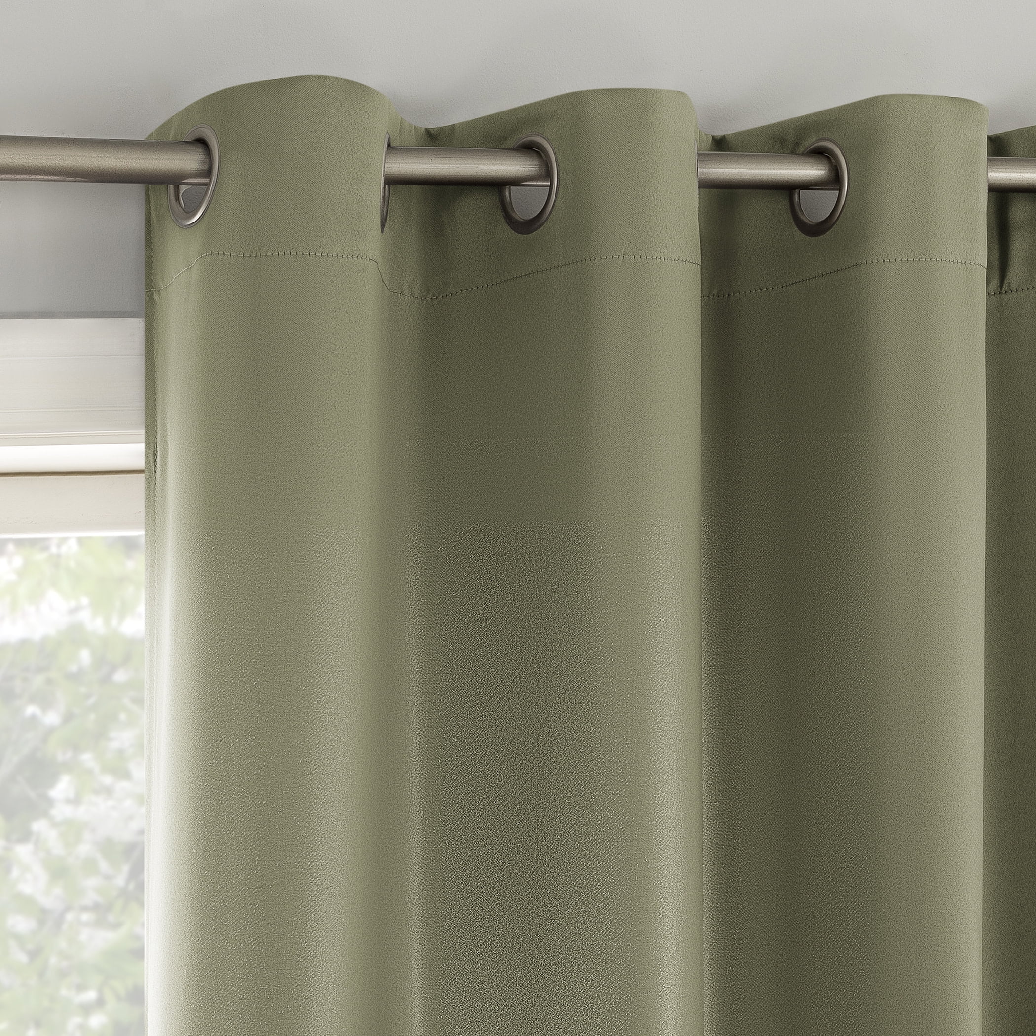 No. 918 Brandon 2-Piece Magnetic Closure Room Darkening  Grommet Top Curtain Panel, Sage Green, 54.0”W x 63"L