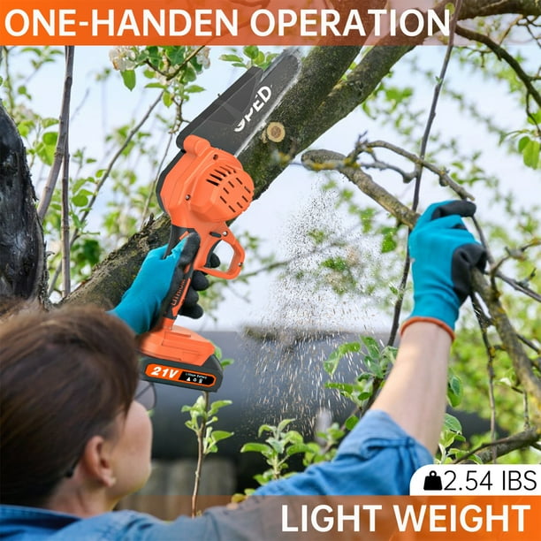 Mini Chainsaw Cordless 6 inch with 2 Battery Mini Power Chain Saw with Security Lock Electric Chainsaw Handheld Small Chainsaw for Tree Trimming Wood Cutting 2 Mini Chainsaw 2 Guide Plate Walmart Busi...