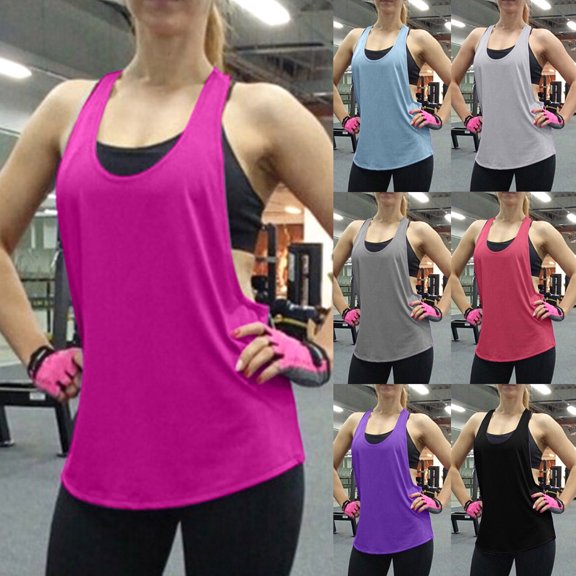 WHEANG Summer Quick Dry Workout Tank Tops Women Loose Sleeveless Workout Tank Tops Moisture Wicking Athletic Camisole Lightweight Flowy Yoga Running Workout Tops Color Red Size S