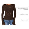 thumbnail image 4 of Blusa PRETTYGARDEN de Encaje con Mangas Acampanadas Largas Marrón M, 4 of 9