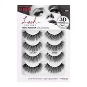 KISS Lash Couture Triple Push Up Collection Multipack, 3D Volume False Eyelashes with Triple Design Technology, Multi-Angles & Lengths, Reusable, Style 'Babydoll', 4 Pairs Fake Eyelashes
