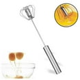 thumbnail image 3 of Stainless Steel Semi-Automatic Egg Beater for Kitchen Use, Hand Push Rotary Design, 3 of 9