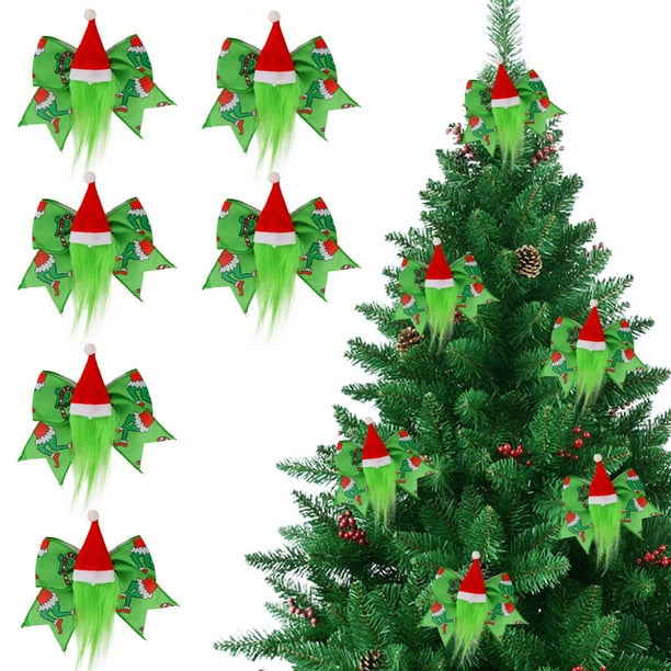 Adornos Navideños con Lazos Navideños y Gorro Navideño con Lazo Verde. Regalos Navideños.