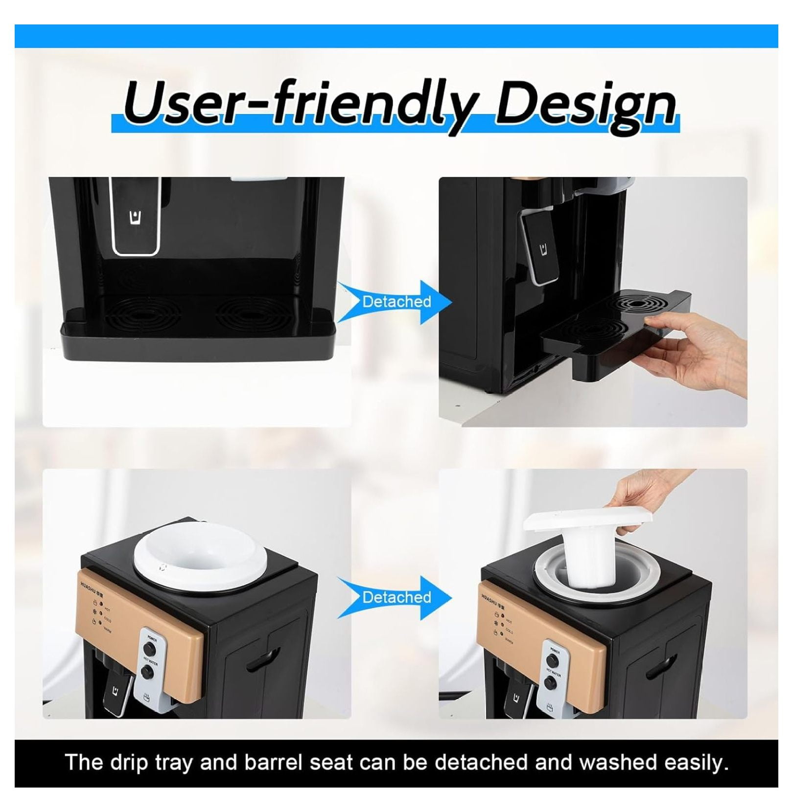 5 Gallon Water Dispenser, Top Loading Hot Cold Water Dispenser for 1.2 to 5 Gallon Bottle, Practiacal Freestanding Countertop Water Cooler with 3 Temperature Setting for Home, Office, and School
