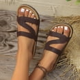 thumbnail image 3 of Rokment Beach Platform Cork Footbed Slides Sandals for Women Wide Width Comfortable Soft Sole Casual Leather Open Toe Orthopedic Walking Flat Slip on Vacation Dress Slippers Summer Shoes Coffee, 3 of 6