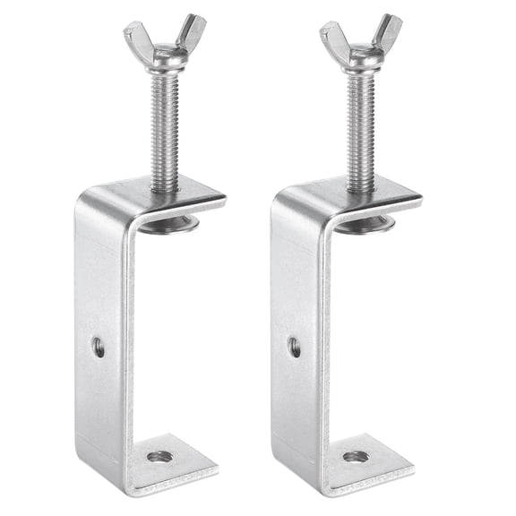 Uxcell 2pcs 304 Stainless Steel C Clamps 3.94" (100mm) Wide Jaw Opening Wood Clamps Metal U Beam Clamp for Woodworking