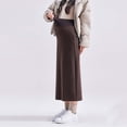 thumbnail image 5 of qelini Maternity Maxi Skirt for Women Long Skirt Heavyweight Over the Bump A-line Skirt Solid Color Skirt Winter, 5 of 5