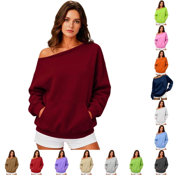 XINXIAOO Boatneck Sweatshirts for Women Pullover Hooded Y2k Clothes Long Sleeves Vintage Fall Clothes